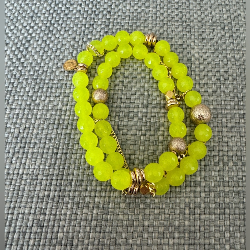 Lime Green/Yellow Beaded bracelet by The Lace Project